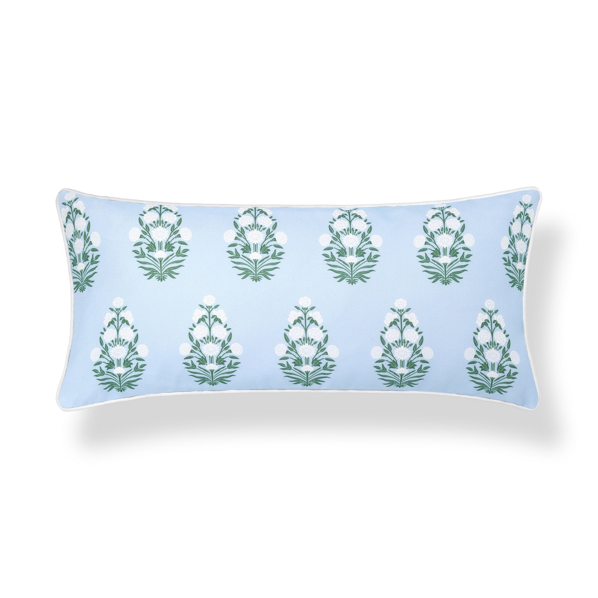 Marveille Flowers, Indoor/Outdoor Blue Lumbar Pillow Cover, with Piping, 12&quot;x26&quot;
