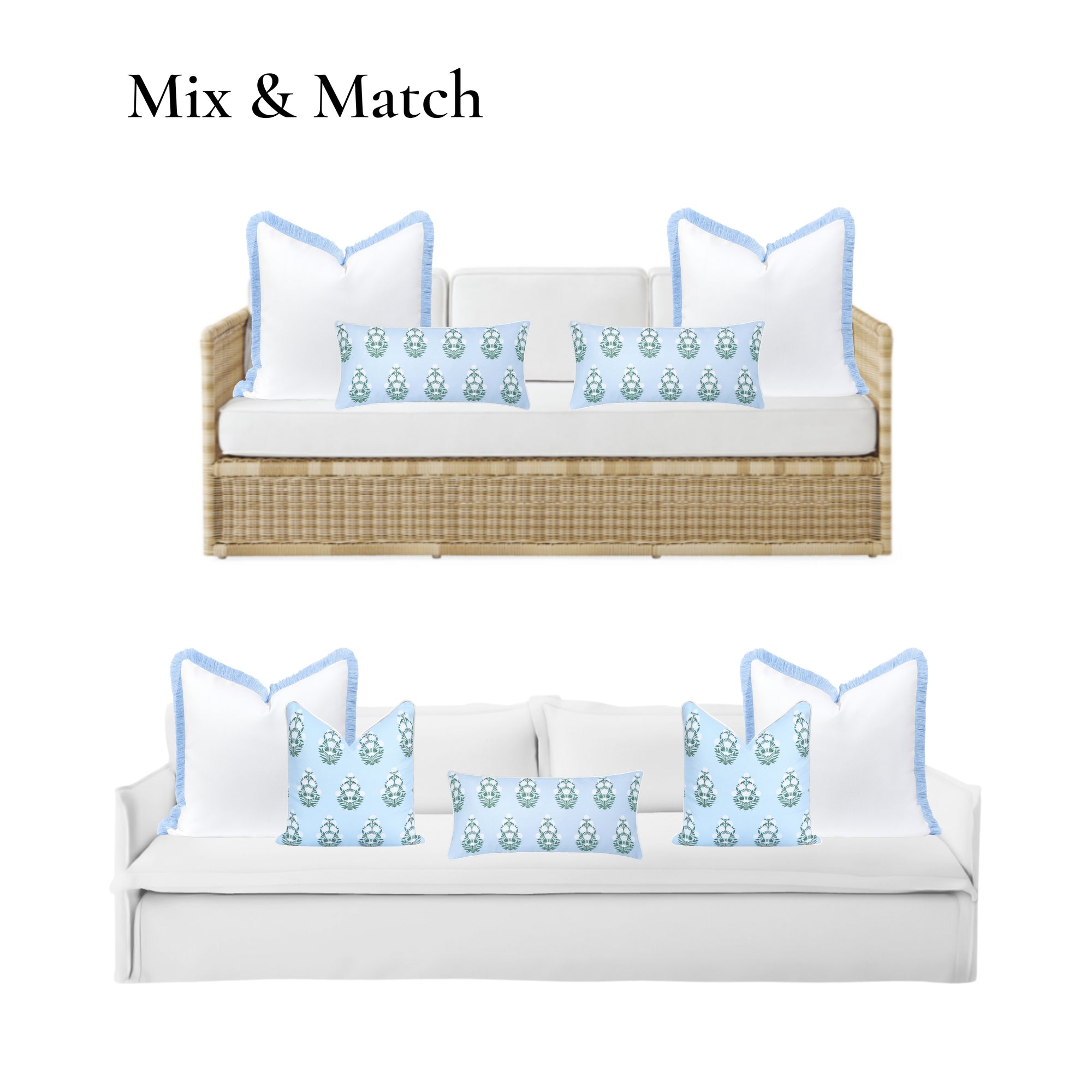 Marveille Flowers, Indoor/Outdoor Blue Lumbar Pillow Cover, with Piping, 12&quot;x26&quot;