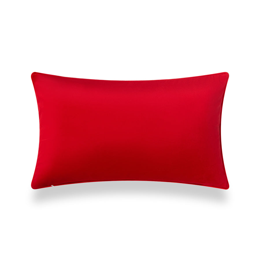 Hofdeco Premium Christmas Lumbar Pillow Cover, Embroidery Merry, Red, 12