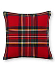 Royal Stewart Tartan Plaid, Merino Wool Christmas Throw Pillow Cover, Red, 20"x20"
