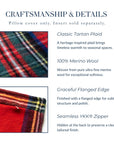 Royal Stewart Tartan Plaid, Merino Wool Christmas Throw Pillow Cover, Red, 20"x20"