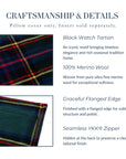 Black Watch Tartan Plaid, Merino Wool Decorative Pillow Cover, Hunter Green Navy, 20"x20"