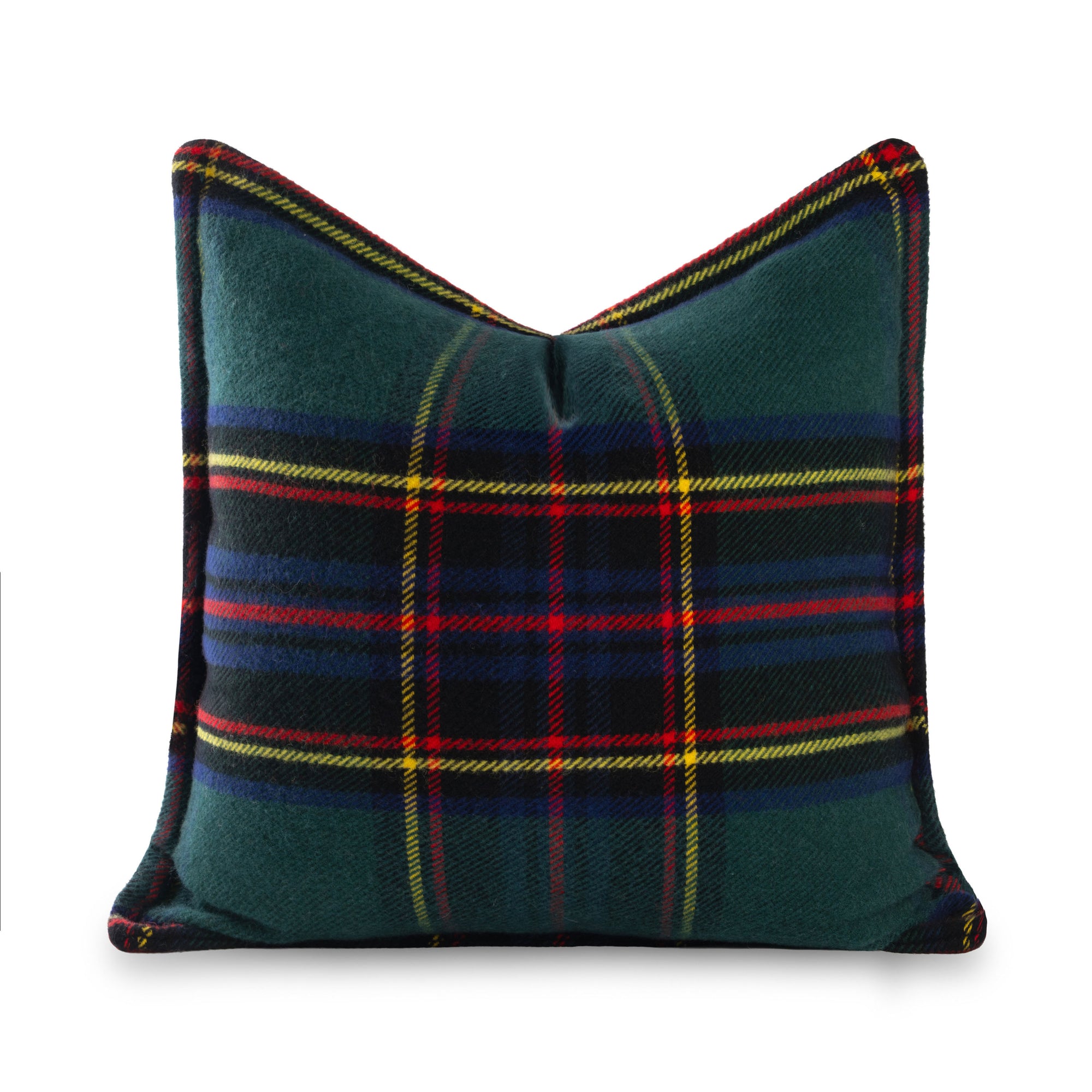 Black Watch Tartan Plaid, Merino Wool Decorative Pillow Cover, Hunter Green Navy, 20"x20"