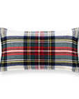 Royal Stewart Tartan Plaid, Merino Wool Holiday Lumbar Pillow Cover, Beige Red, 12"x20"