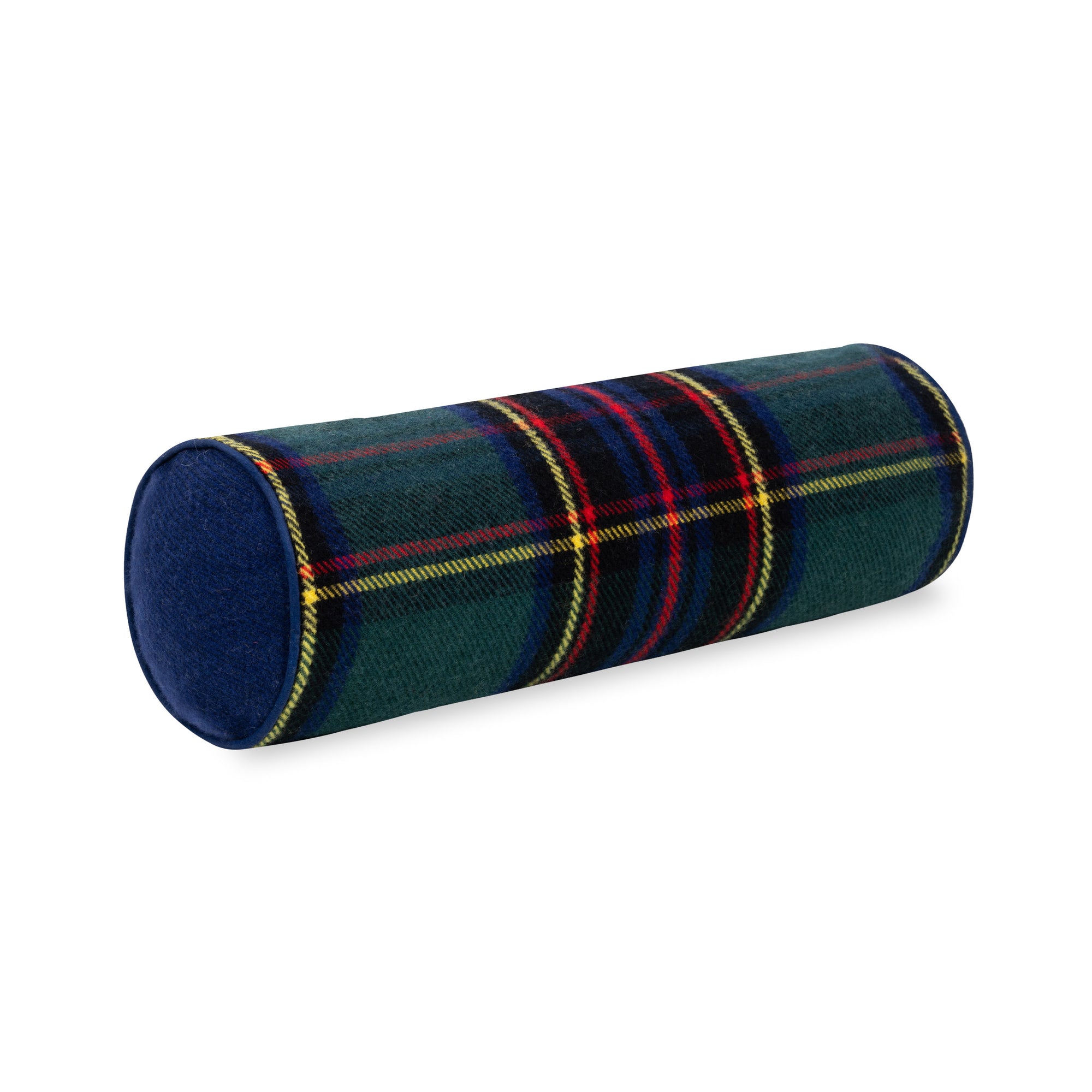 Black Watch Tartan Plaid, Merino Wool Decorative Bolster Pillow Cover, Hunter Green Navy, 6"x20"