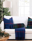 Black Watch Tartan Plaid, Merino Wool Decorative Bolster Pillow Cover, Hunter Green Navy, 6"x20"