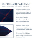Chathia Windowpane, Merino Wool Check Throw Pillow Cover, Navy Red, 22”x22”
