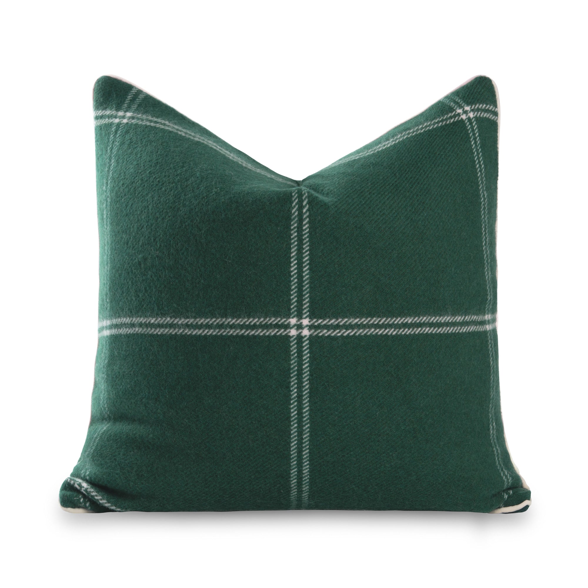 Chathia Windowpane, Merino Wool Accent Pillow Cover, Hunter Green, 22”x22”
