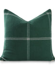 Chathia Windowpane, Merino Wool Accent Pillow Cover, Hunter Green, 22”x22”