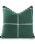Chathia Windowpane, Merino Wool Accent Pillow Cover, Hunter Green, 22"x22"