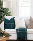Chathia Windowpane, Merino Wool Accent Pillow Cover, Hunter Green, 22”x22”