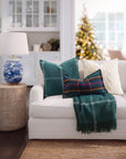 Chathia Windowpane, Merino Wool Accent Pillow Cover, Hunter Green, 22”x22”