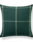 Chathia Windowpane, Merino Wool Accent Pillow Cover, Hunter Green, 22”x22”