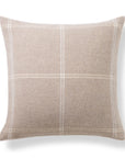 Chathia Windowpane, Merino Wool Decorative Pillow Cover, Classic Camel, 22”x22”