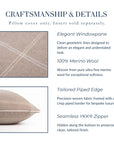 Chathia Windowpane, Merino Wool Decorative Pillow Cover, Classic Camel, 22”x22”