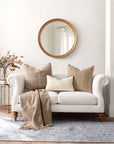 Chathia Windowpane, Merino Wool Decorative Pillow Cover, Classic Camel, 22”x22”