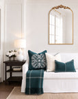 Chathia Windowpane, Merino Wool Accent Pillow Cover, Hunter Green, 12"x20"