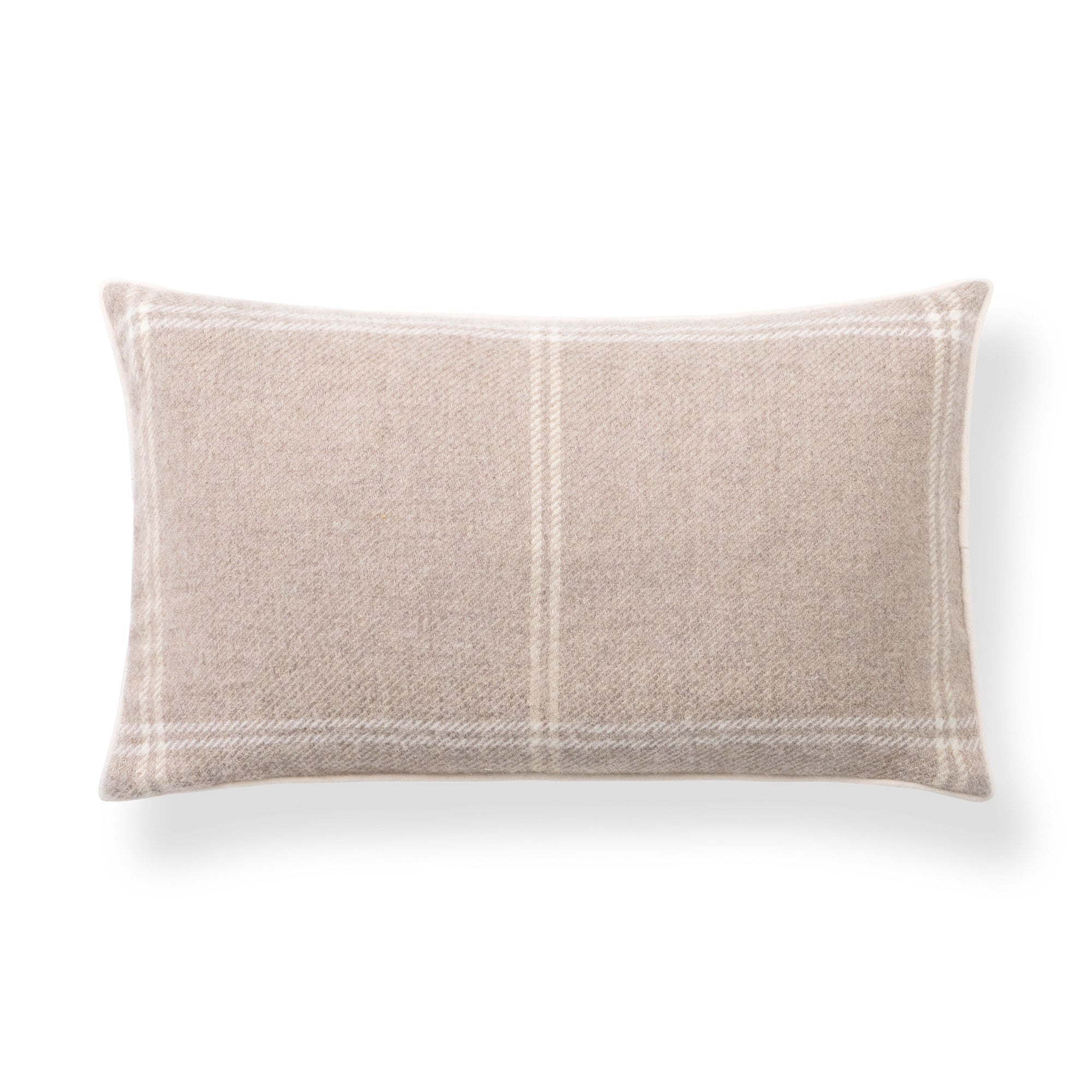 Chathia Windowpane, Merino Wool Luxury Woven Lumbar Pillow Cover, Classic Camel, 12"x20"