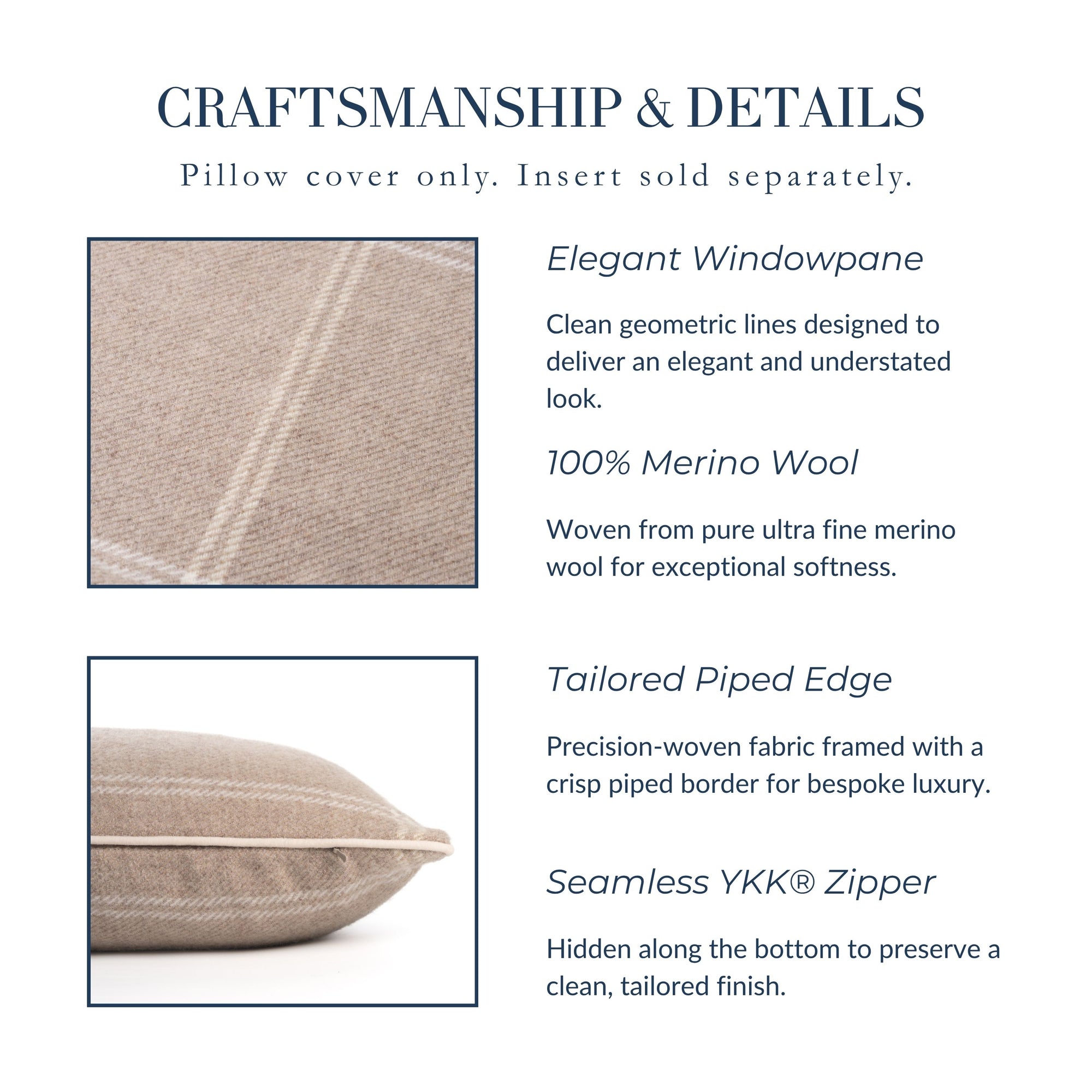 Chathia Windowpane, Merino Wool Luxury Woven Lumbar Pillow Cover, Classic Camel, 12"x20"