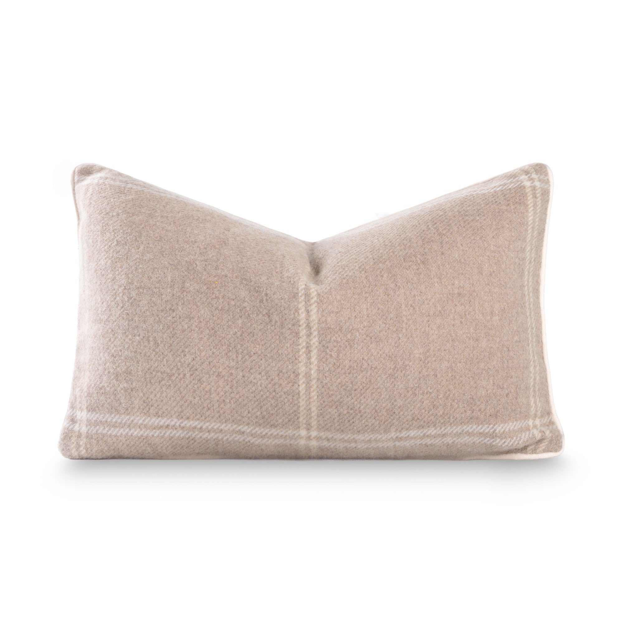 Chathia Windowpane, Merino Wool Luxury Woven Lumbar Pillow Cover, Classic Camel, 12"x20"