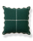 Chathia Windowpane, Merino Wool Scalloped Accent Pillow Cover, Hunter Green, 20"x20"