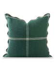Chathia Windowpane, Merino Wool Scalloped Accent Pillow Cover, Hunter Green, 20"x20"
