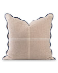 Chathia Windowpane, Merino Wool Scalloped Plaid Pillow Cover, Classic Camel, 20"x20"