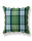Rosela Pastel Tartan, Merino Wool Scalloped Plaid Pillow Cover, Sage Green Blue, 20”x20”