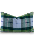 Rosela Pastel Tartan, Merino Wool Coastal Pillow Cover, Dusty Blue Green, 12"x20"