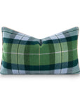 Rosela Pastel Tartan, Merino Wool Plaid Pillow Cover, Sage Green Blue, 12"x20"