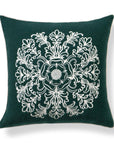 Clerion Tudor Rose Acanthus Leaf, Merino Wool Embroidered Throw Pillow Cover, Hunter Green, 20”x20”