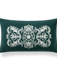 Clerion Tudor Rose Acanthus Leaf, Merino Wool Embroidered Lumbar Pillow Cover, Hunter Green, 12”x20”