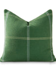 Chathia Windowpane, Merino Wool Luxury Woven Throw Pillow Cover, Sage Green, 22”x22”