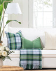 Chathia Windowpane, Merino Wool Plaid Christmas Pillow Cover, Sage Green, 12"x20"