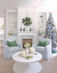Chathia Windowpane, Merino Wool Plaid Christmas Pillow Cover, Sage Green, 12"x20"