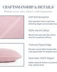 Chathia Windowpane, Merino Wool Luxury Woven Lumbar Pillow Cover, Vintage Pink, 12"x20"