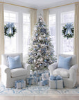 Chathia Windowpane, Merino Wool Scalloped Pillow Cover, Dusty Blue, 20"x20"