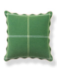 Chathia Windowpane, Merino Wool Scalloped Accent Throw Pillow Cover, Sage Green Woven, 20”x20”