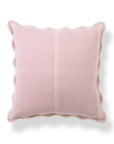 Chathia Windowpane, Merino Wool Scalloped Chic Throw Pillow Cover, Vintage Pink, 20”x20”