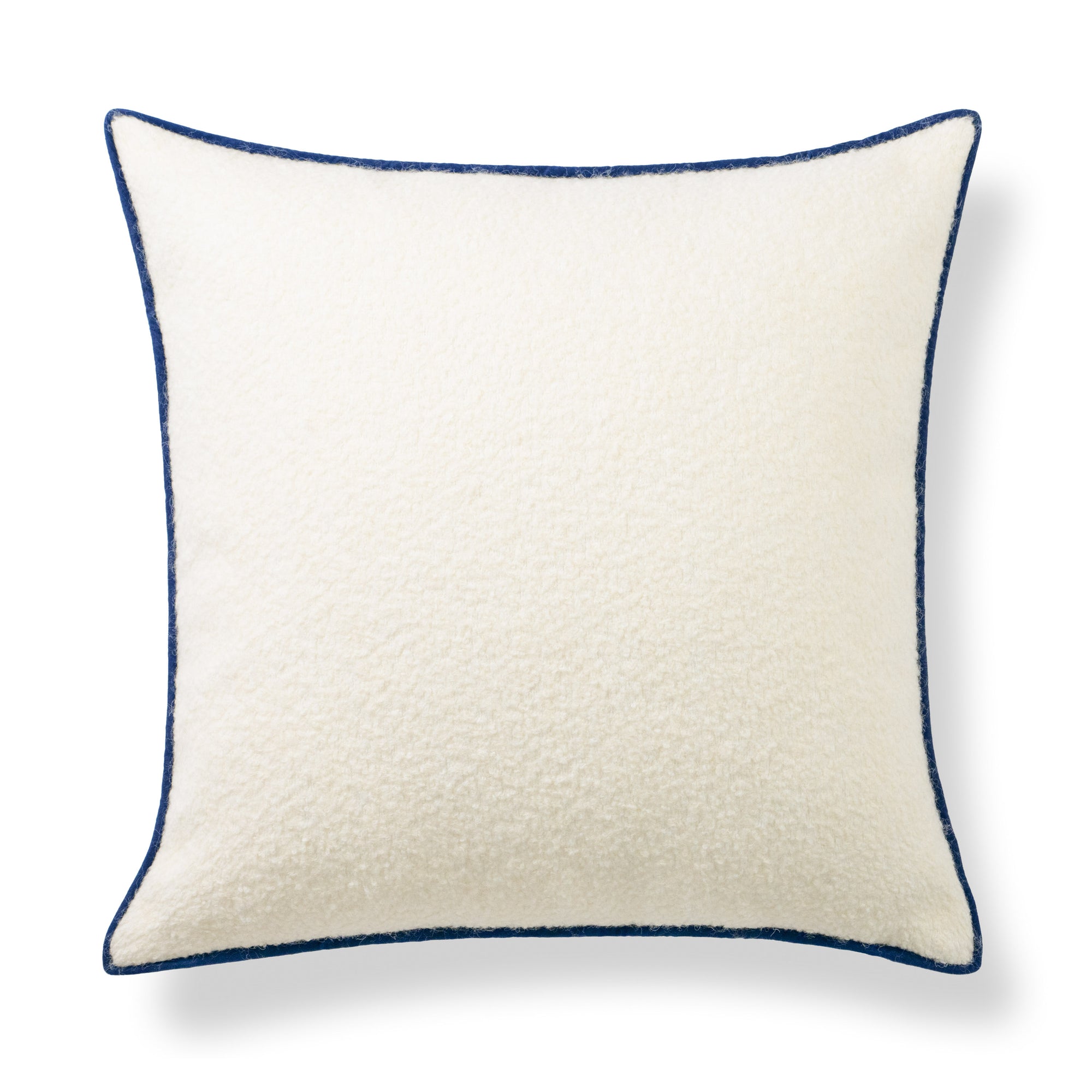 Asper, Merino Wool Blend Boucle Large Throw Pillow Cover, Beige Navy, 22”x22”