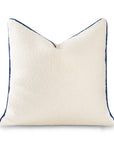 Asper, Merino Wool Blend Boucle Large Throw Pillow Cover, Beige Navy, 22”x22”