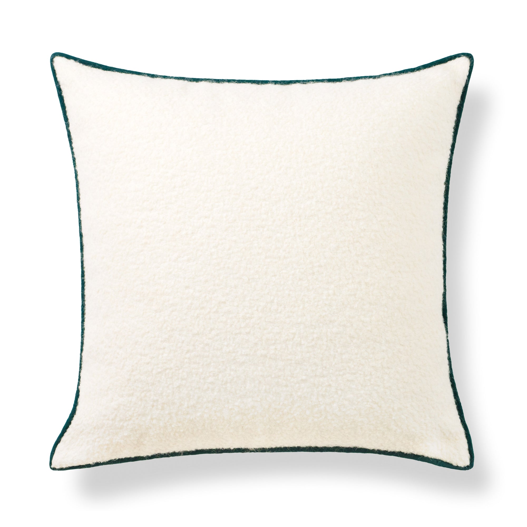 Asper, Merino Wool Blend Boucle Soft Pillow Cover, Beige Hunter Green, 22”x22”