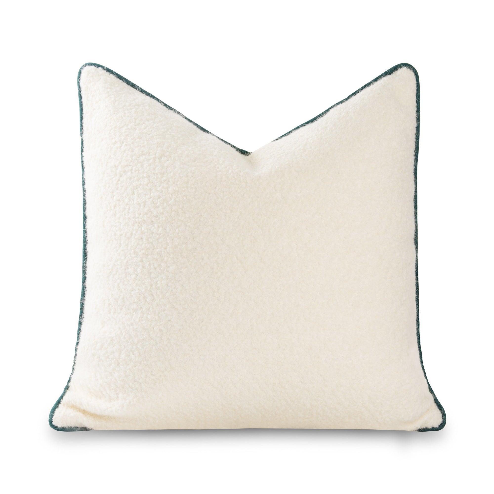 Asper, Merino Wool Blend Boucle Soft Pillow Cover, Beige Hunter Green, 22”x22”