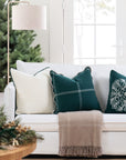 Asper, Merino Wool Blend Boucle Soft Pillow Cover, Beige Hunter Green, 22”x22”