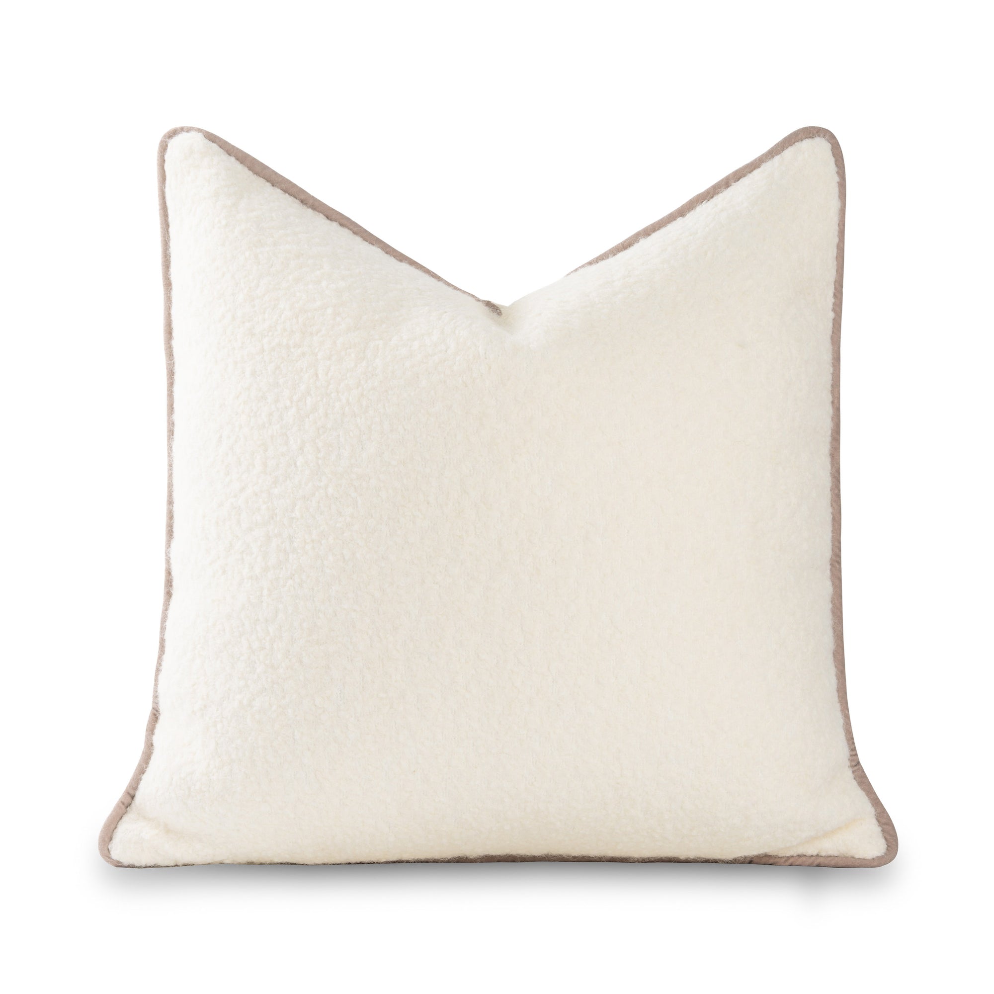 Asper, Merino Wool Blend Boucle Cozy Pillow Cover, Beige Classic Camel, 22”x22”
