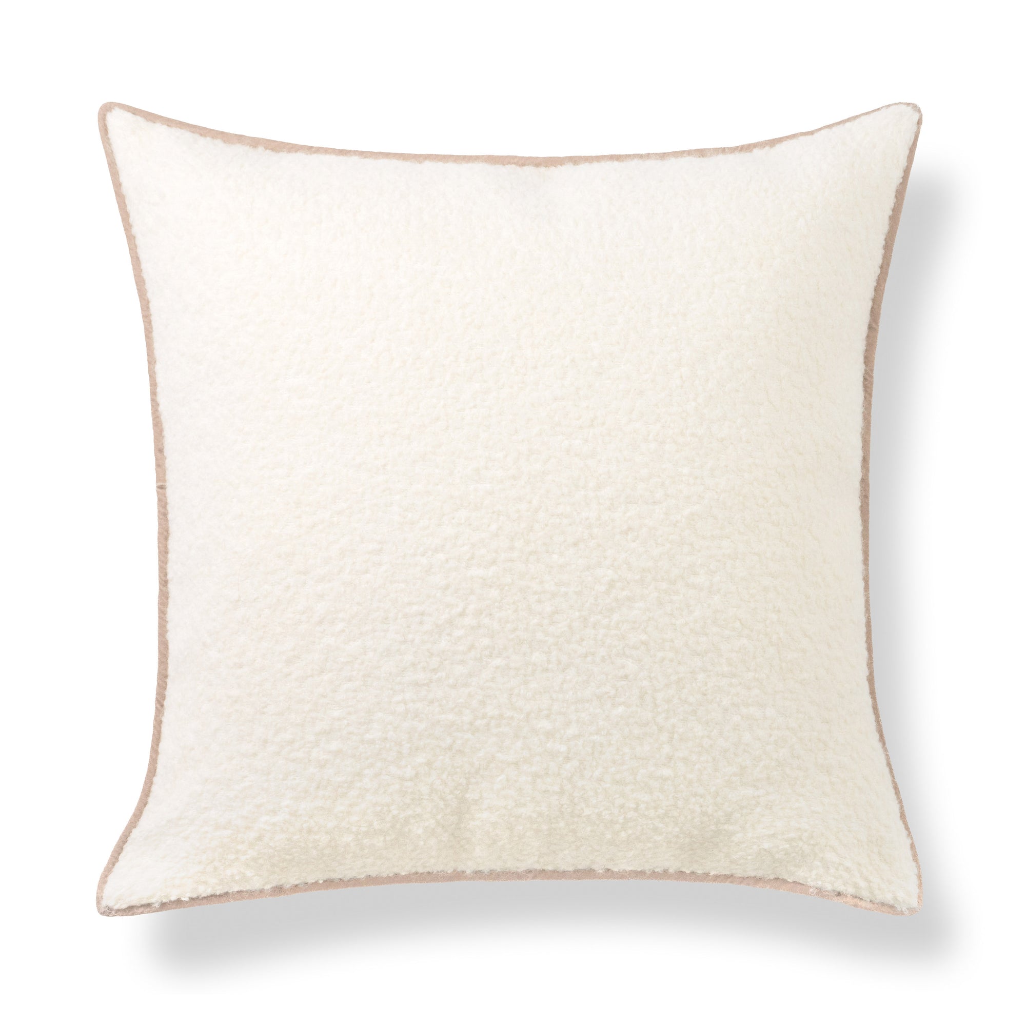 Asper, Merino Wool Blend Boucle Cozy Pillow Cover, Beige Classic Camel, 22”x22”
