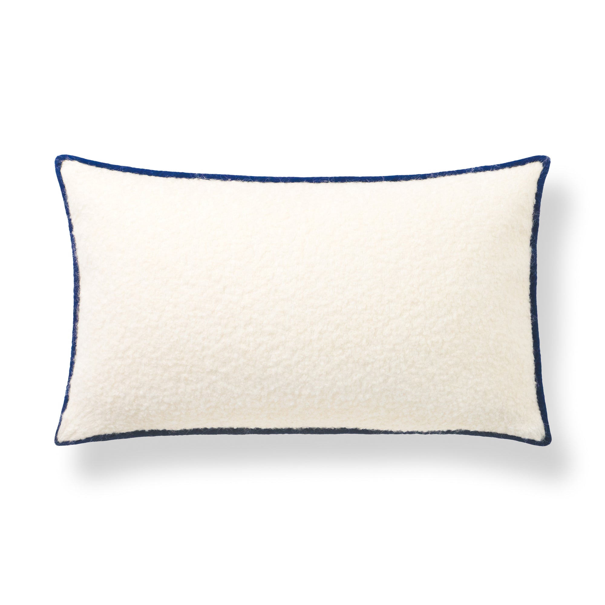 Asper, Merino Wool Blend Boucle Decorative Lumbar Pillow Cover, Beige Navy, 12"x20"