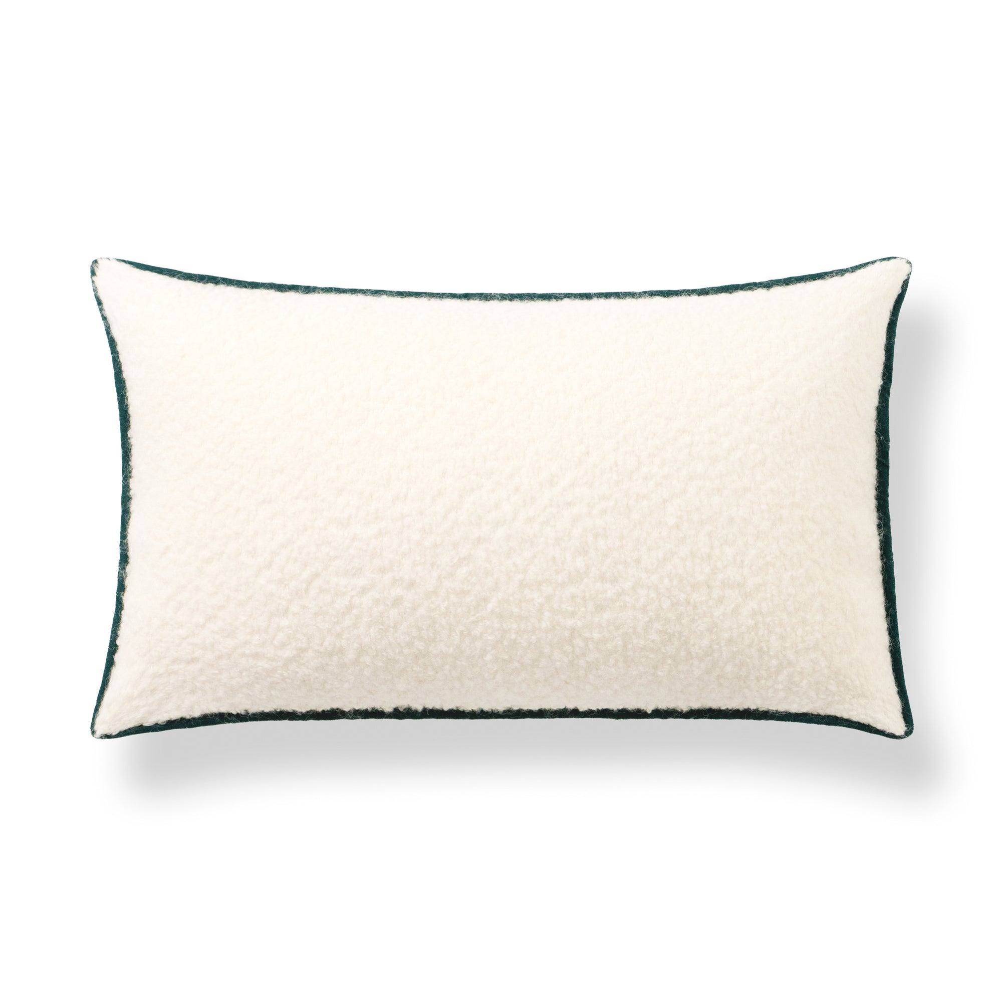 Asper, Merino Wool Blend Boucle Holiday Lumbar Pillow Cover, Beige Hunter Green, 12"x20"