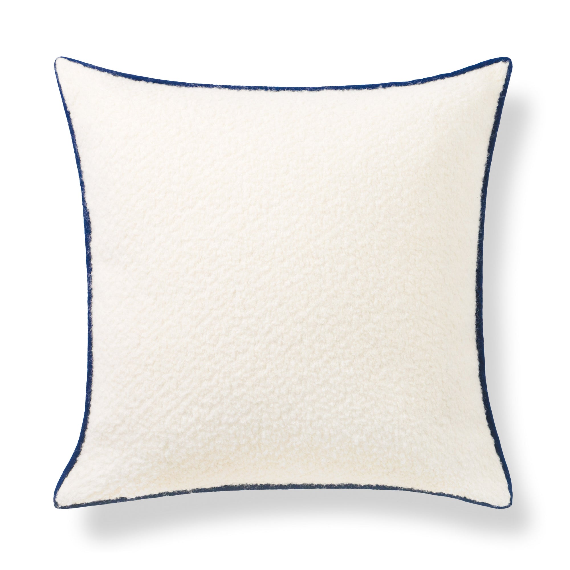 Asper, Merino Wool Blend Boucle Textured Pillow Cover, Beige Navy, 20”x20”