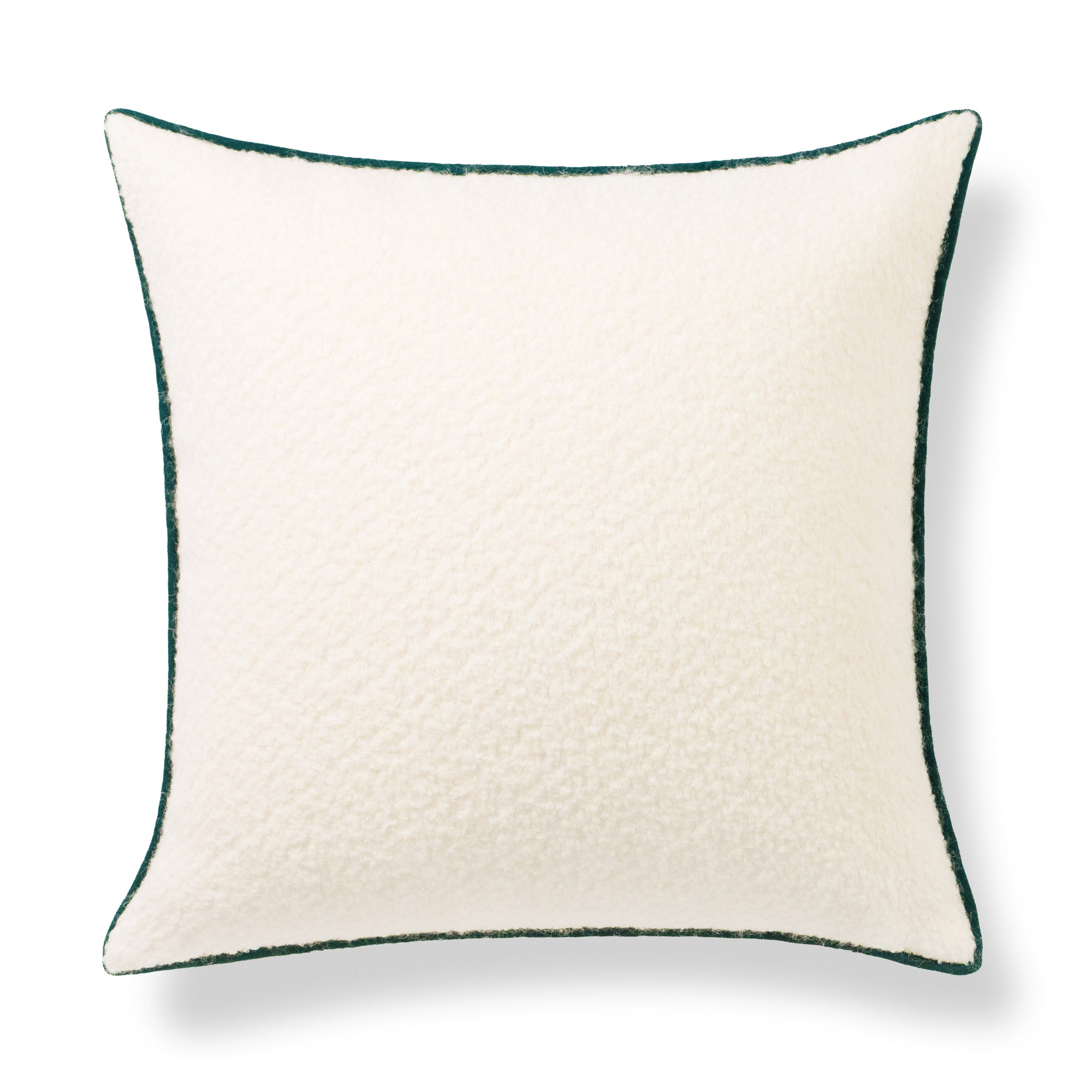 Asper, Merino Wool Blend Boucle Modern Pillow Cover, Beige Hunter Green, 20”x20”